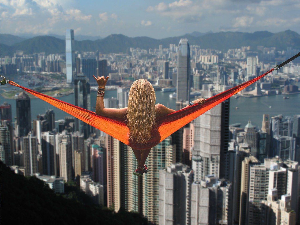 hammock, girl, hong kong