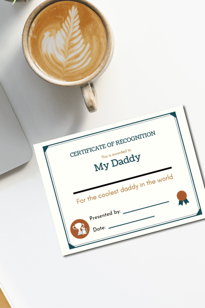 daddy printable certificate