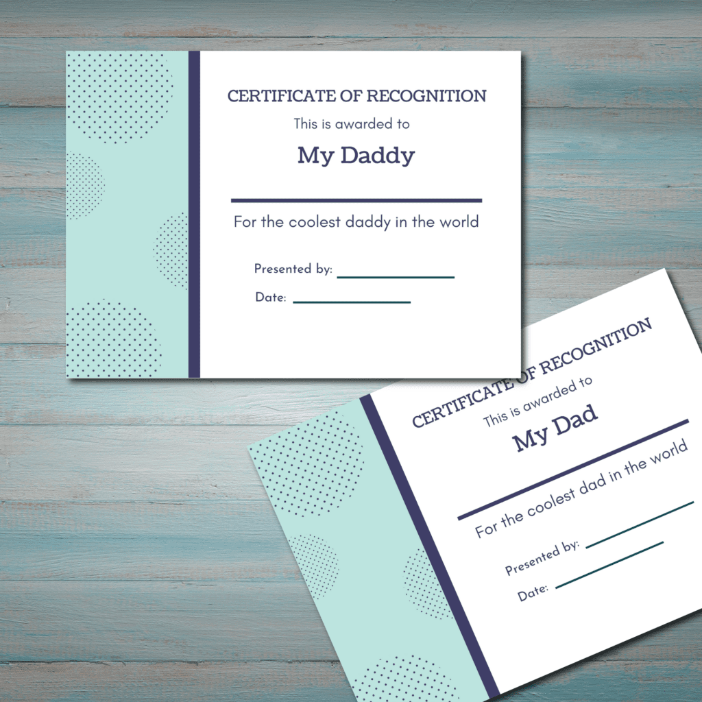 DAD PRINTABLE CERTIFICATE