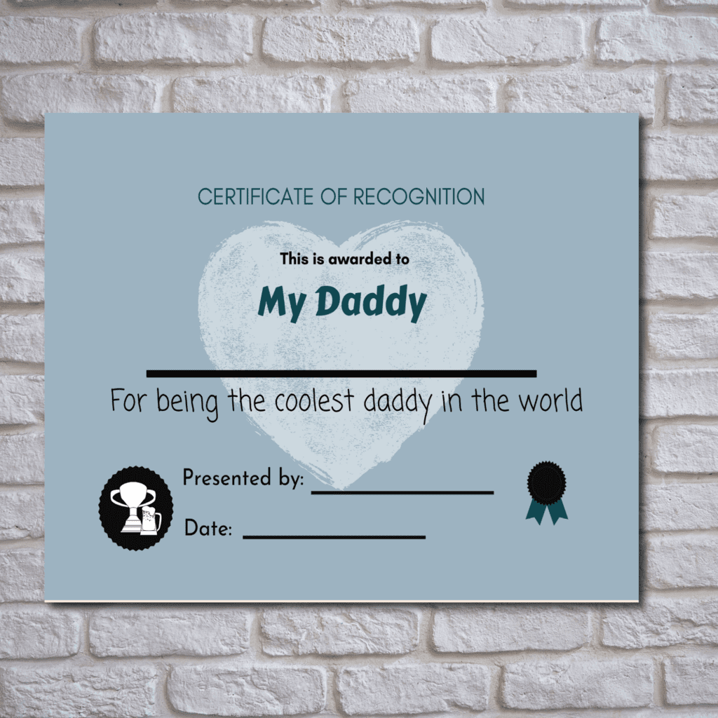 father day certificate