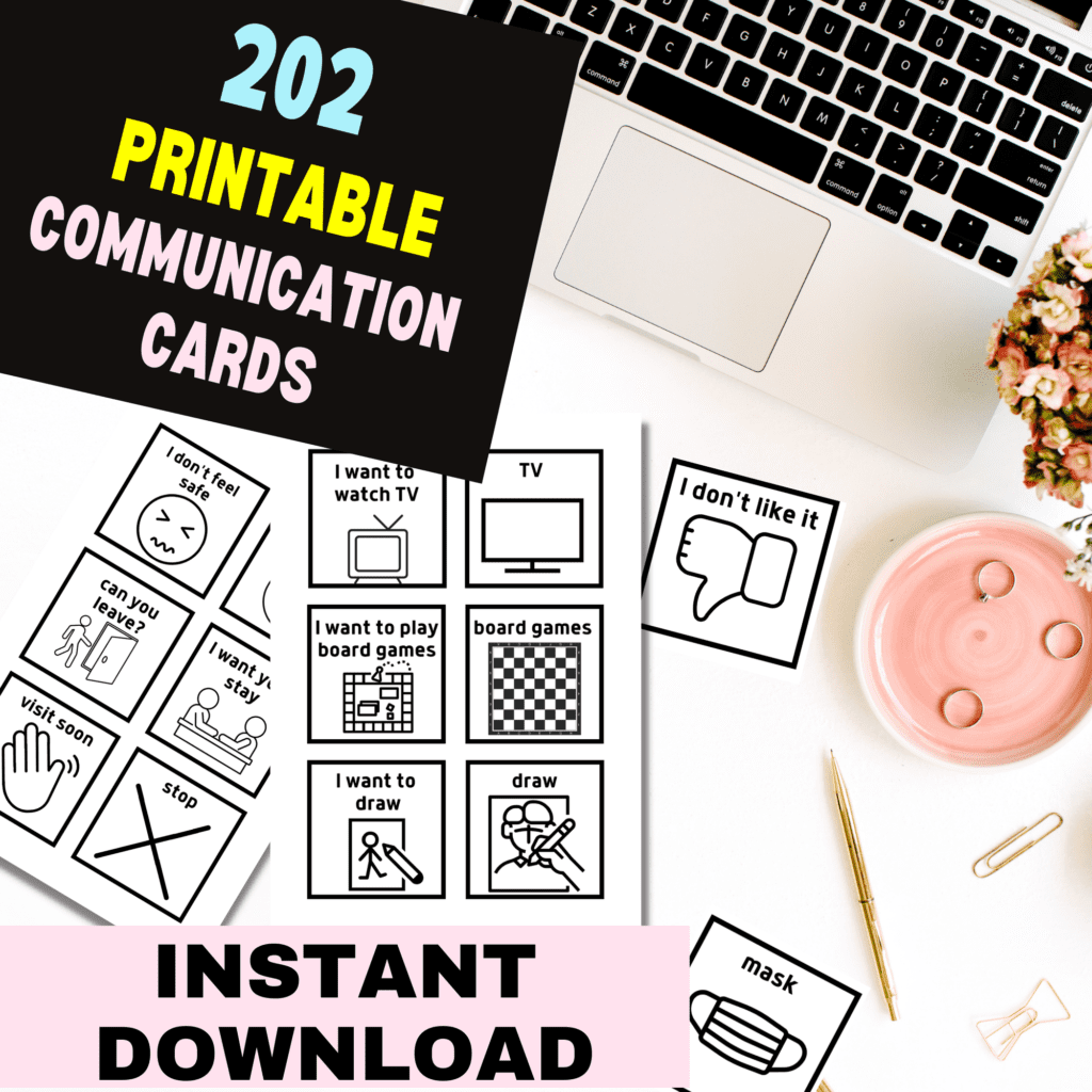 Printable PDF communication cards for non verbal