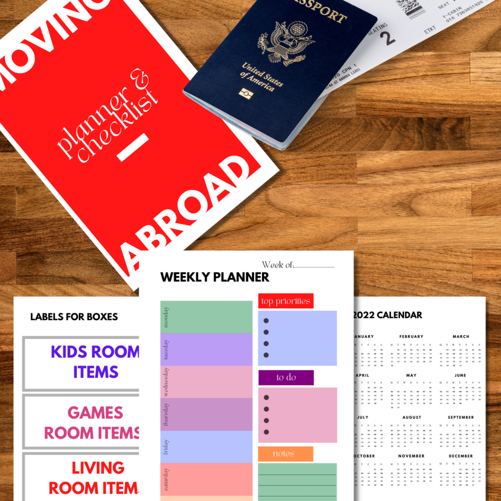 MOVING ABROAD PLANNER AND CHECKLIST PRINTABLE
