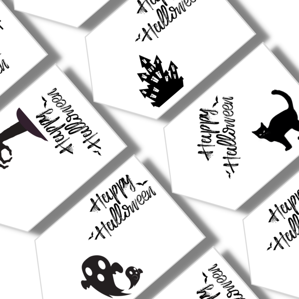 Free Halloween Black and White Printable Tags