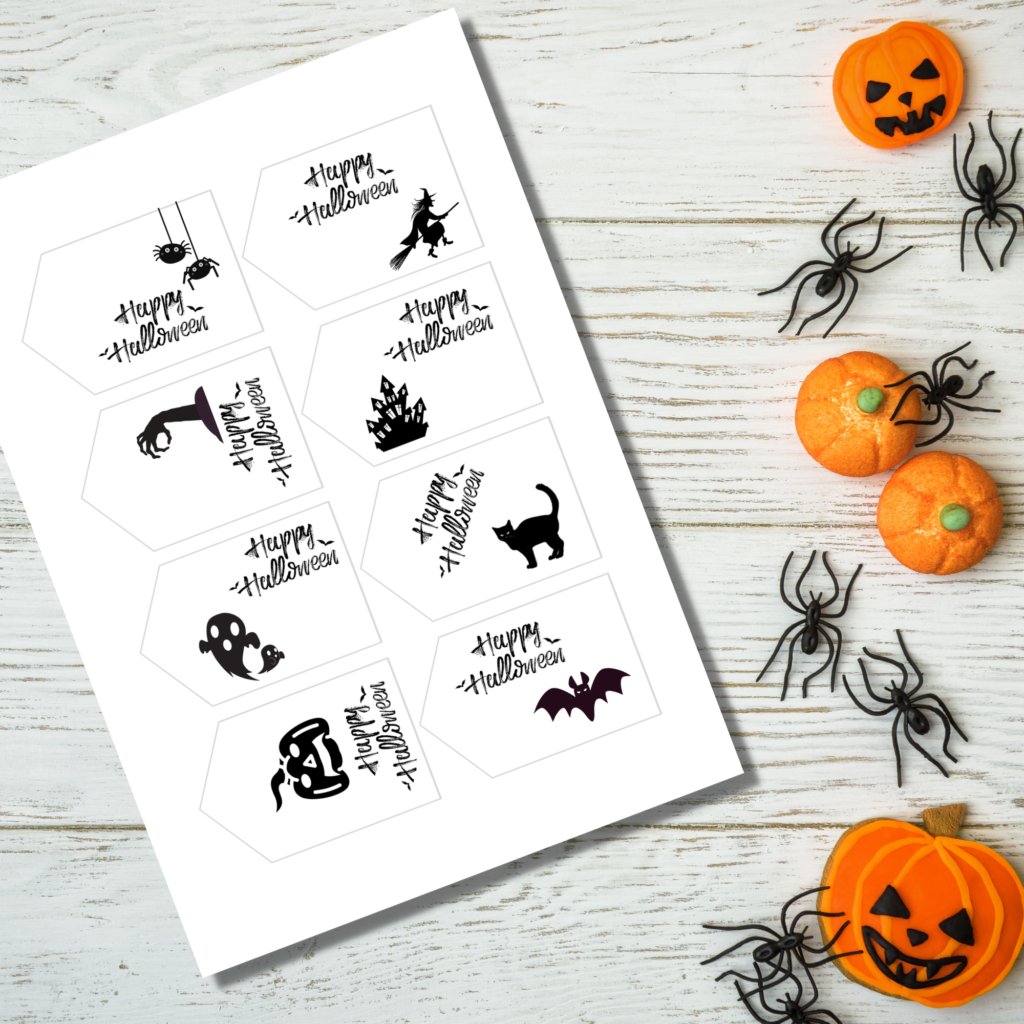 Free Halloween Black and White Printable Tags