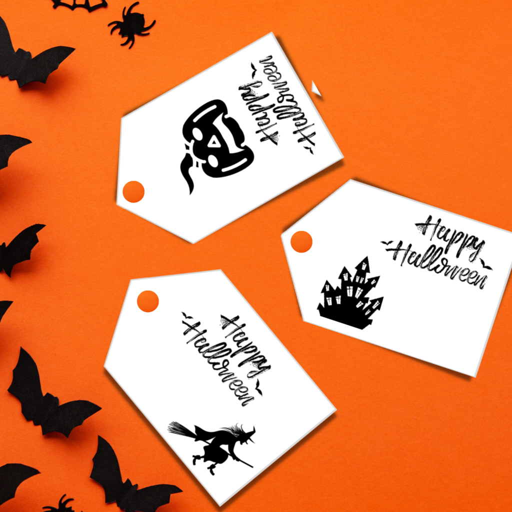 Free Halloween Black and White Printable Tags